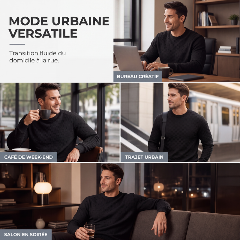 Sweat à col rond pour homme avec imprimé damier