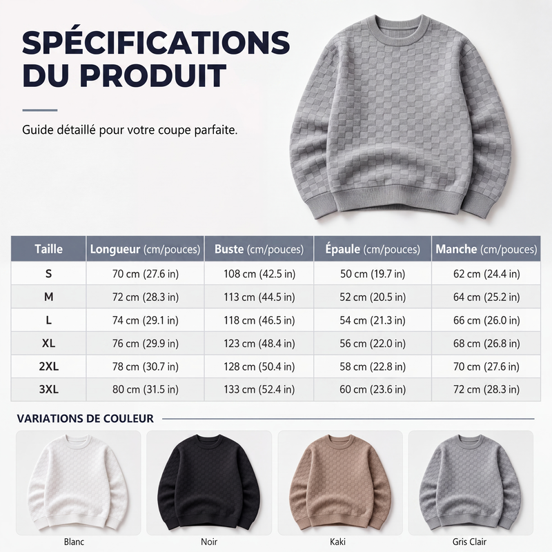 Sweat à col rond pour homme avec imprimé damier