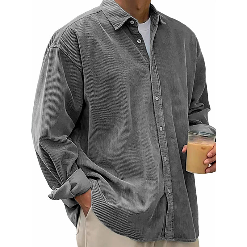 Chemise décontractée en velours côtelé à boutons pour homme