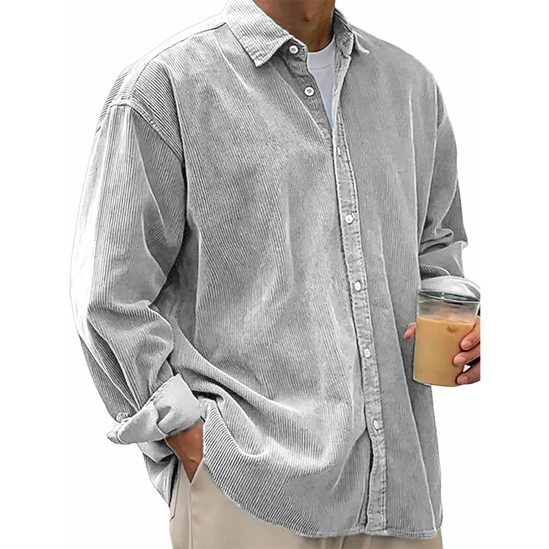 Chemise décontractée en velours côtelé à boutons pour homme