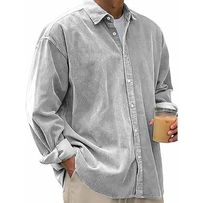 Chemise décontractée en velours côtelé à boutons pour homme