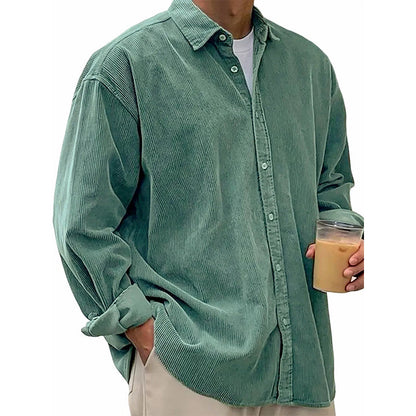 Chemise décontractée en velours côtelé à boutons pour homme