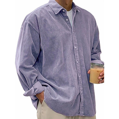 Chemise décontractée en velours côtelé à boutons pour homme