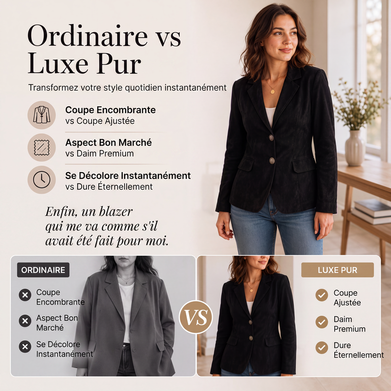 Blazer ajusté pour femme en daim