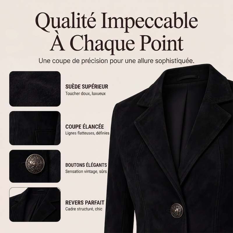 Blazer ajusté pour femme en daim