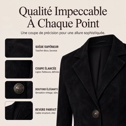 Blazer ajusté pour femme en daim