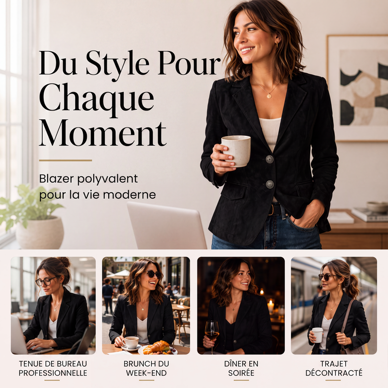 Blazer ajusté pour femme en daim