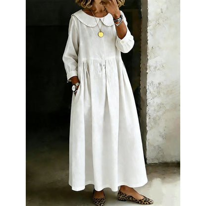 Robe longue maxi à manches longues et coupe ample pour femme, avec poches