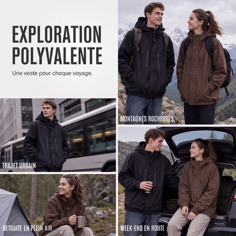 Veste cargo à capuche coupe-vent pour homme, manteau de streetwear outdoor imperméable