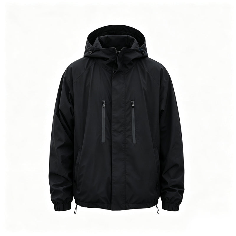 Veste cargo à capuche coupe-vent pour homme, manteau de streetwear outdoor imperméable
