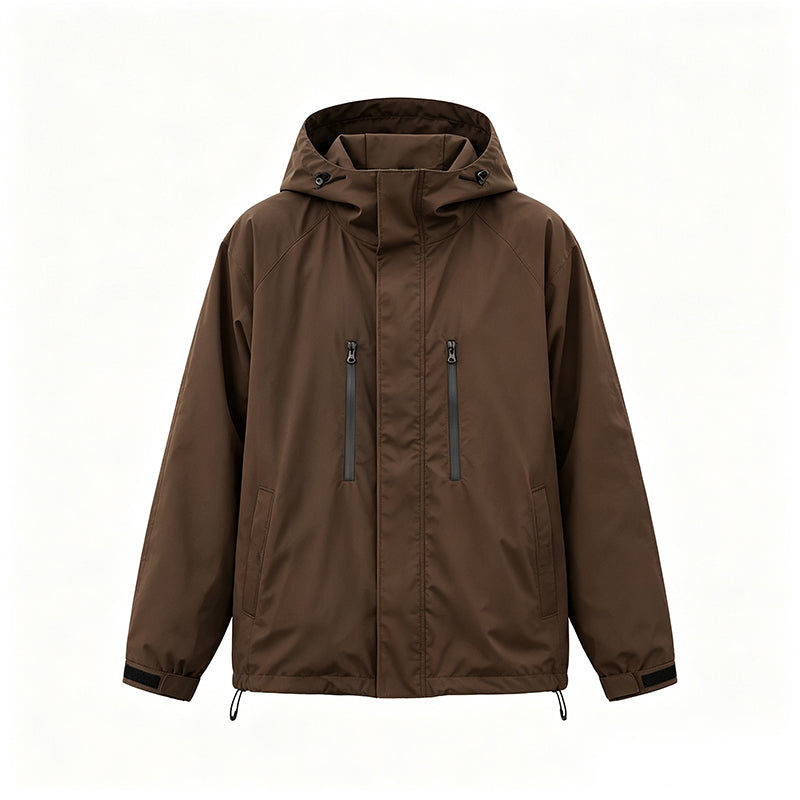 Veste cargo à capuche coupe-vent pour homme, manteau de streetwear outdoor imperméable