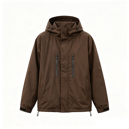 Veste cargo à capuche coupe-vent pour homme, manteau de streetwear outdoor imperméable