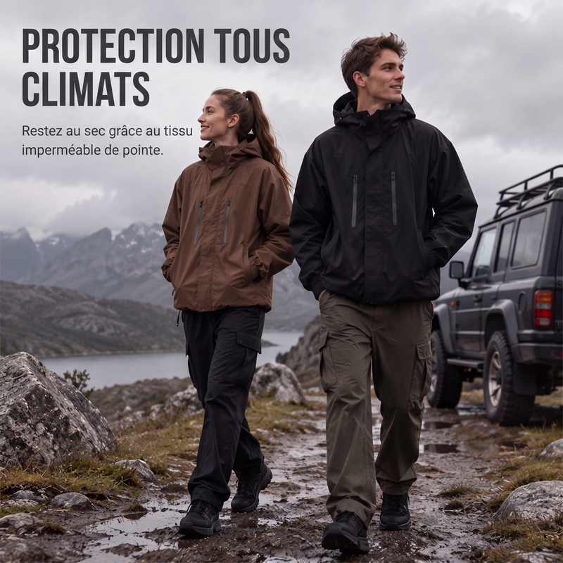 Veste cargo à capuche coupe-vent pour homme, manteau de streetwear outdoor imperméable