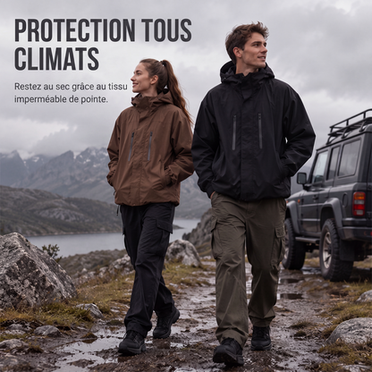 Veste cargo à capuche coupe-vent pour homme, manteau de streetwear outdoor imperméable