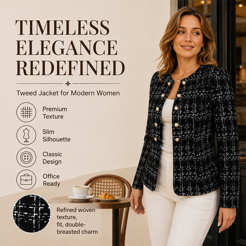 Veste en tweed vintage coupe ajustée pour femme