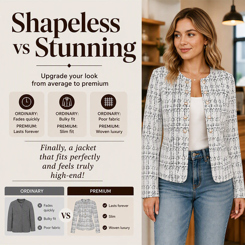 Veste en tweed vintage coupe ajustée pour femme
