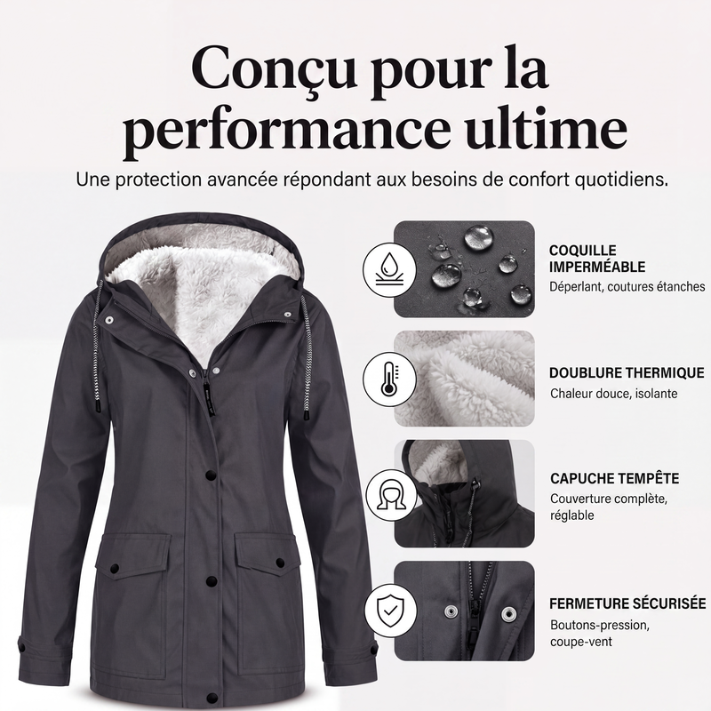 Veste à capuche femme doublée polaire et coupe-vent