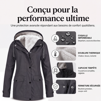 Veste à capuche femme doublée polaire et coupe-vent
