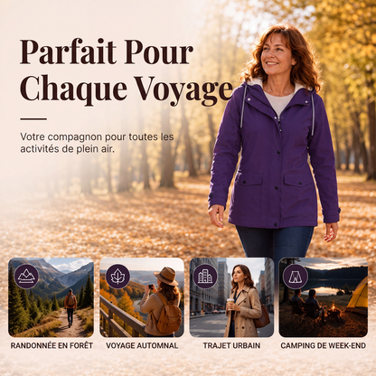 Veste à capuche femme doublée polaire et coupe-vent