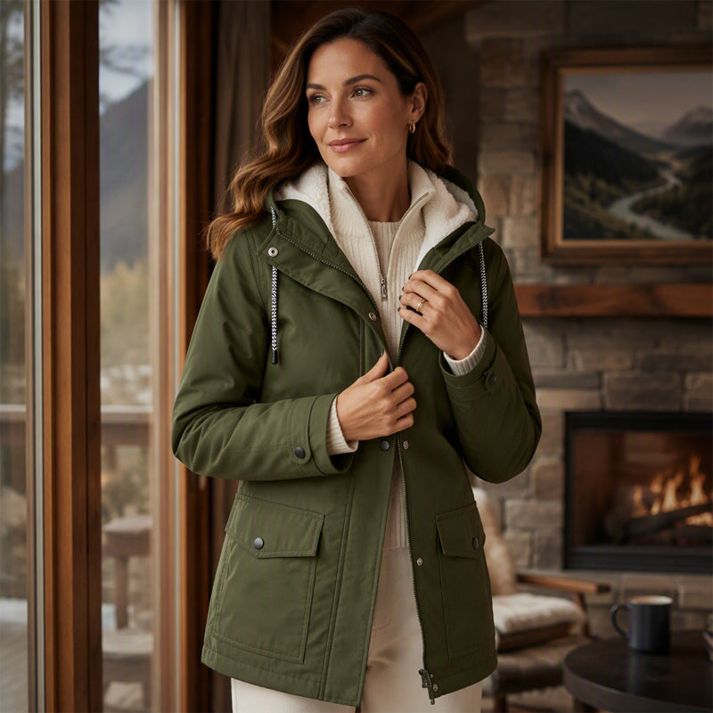 Veste à capuche femme doublée polaire et coupe-vent