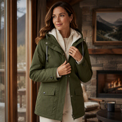 Veste à capuche femme doublée polaire et coupe-vent