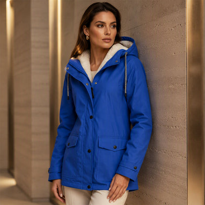 Veste à capuche femme doublée polaire et coupe-vent