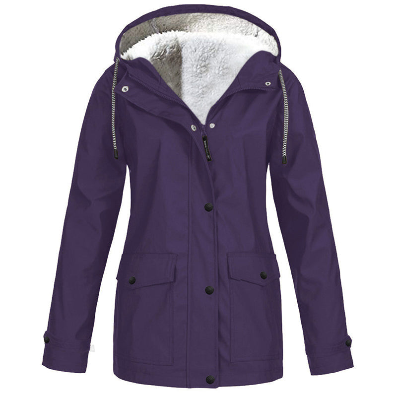 Veste à capuche femme doublée polaire et coupe-vent