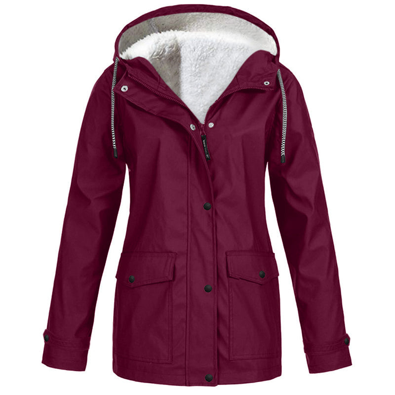 Veste à capuche femme doublée polaire et coupe-vent