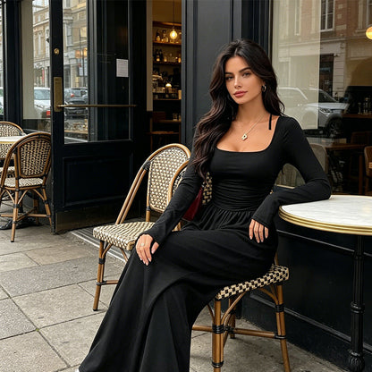 ✨ UN LOOK COMPLET SANS EFFORT | Combinaison Femme à Encolure Carrée & Jambes Larges -53 %
