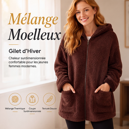 Veste décontractée à capuche et fermeture éclair chaude pour femme