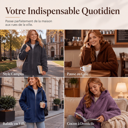 Veste décontractée à capuche et fermeture éclair chaude pour femme