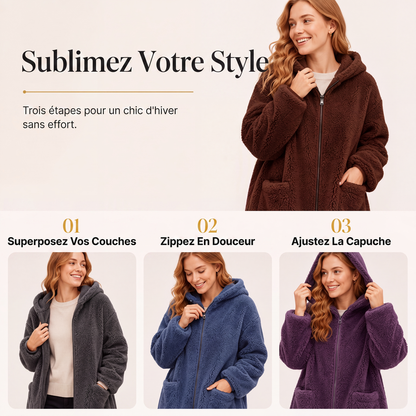 Veste décontractée à capuche et fermeture éclair chaude pour femme