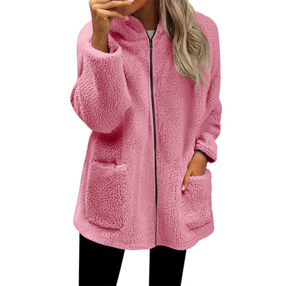 Veste décontractée à capuche et fermeture éclair chaude pour femme
