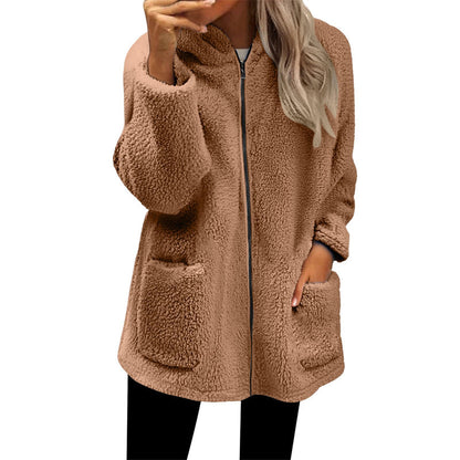 Veste décontractée à capuche et fermeture éclair chaude pour femme