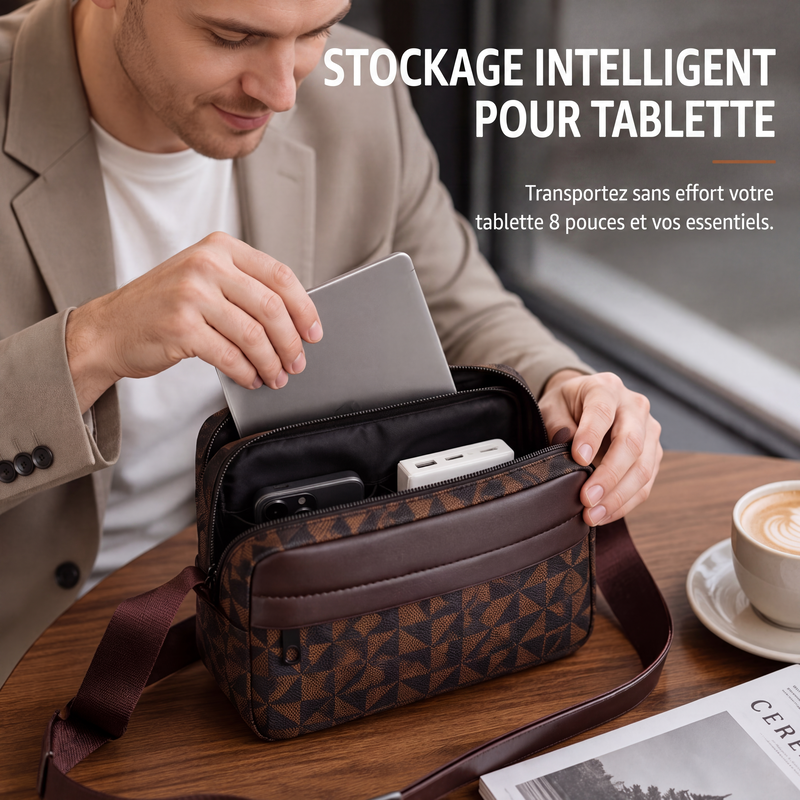 👜 L'ESSENTIEL, SANS L'ENCOMBREMENT | Sac Bandoulière Homme Compact en Cuir PU -50 %