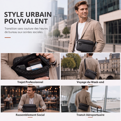 👜 L'ESSENTIEL, SANS L'ENCOMBREMENT | Sac Bandoulière Homme Compact en Cuir PU -50 %