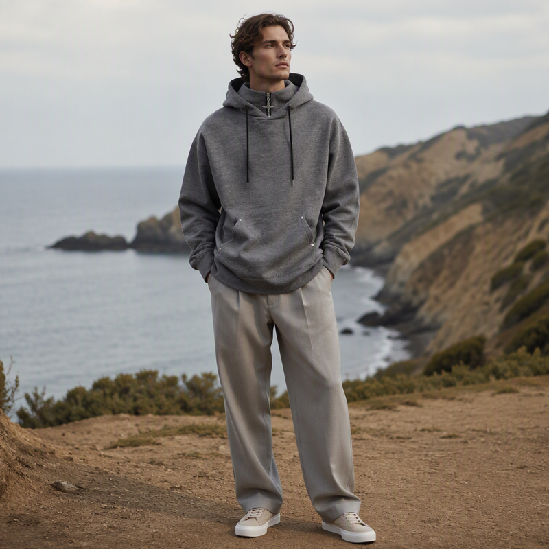 🍂 LE CASUAL DES JOURS FRAIS | Hoodie Homme à Col Montant & Coupe Ample -50 %