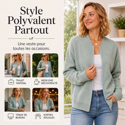 Veste de baseball décontractée en maille pour femme