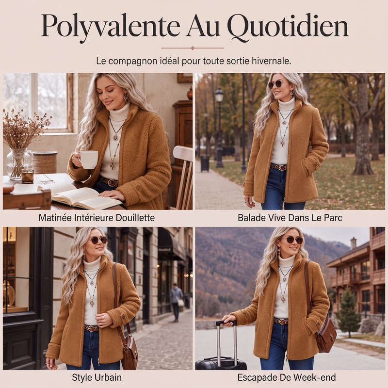 ❄️ LE COSY DE L'HIVER | Veste Femme à Col Montant & Fermeture Zippée -50 %