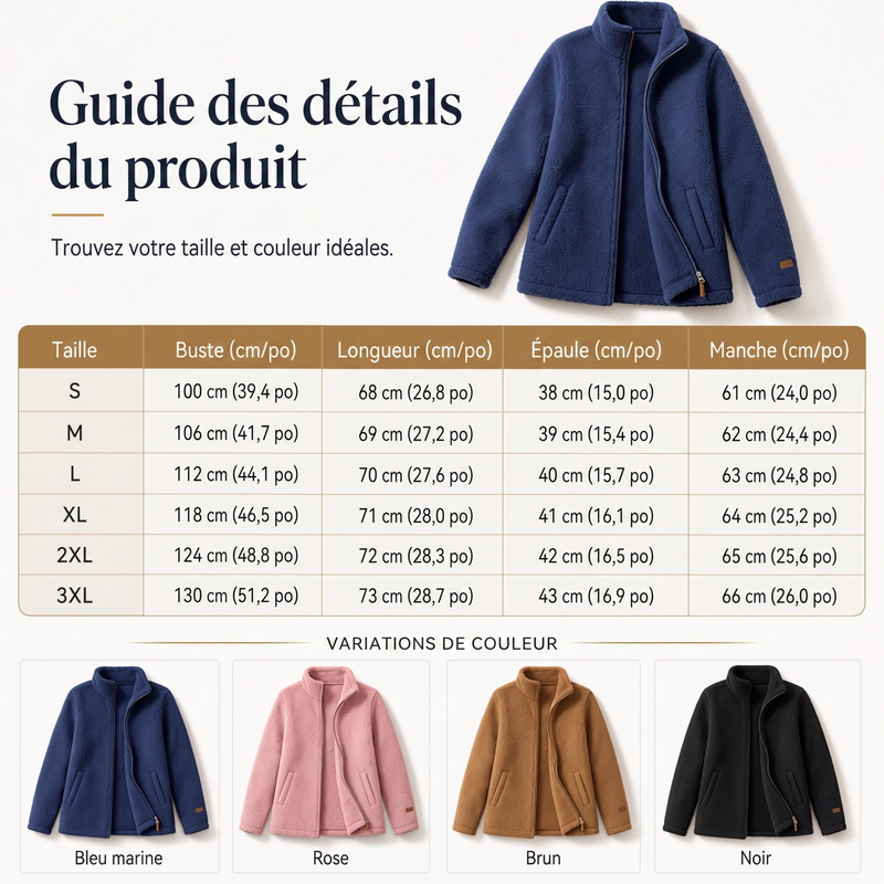 ❄️ LE COSY DE L'HIVER | Veste Femme à Col Montant & Fermeture Zippée -50 %