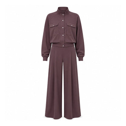 Ensemble 2 pièces pour femme : veste élégante et pantalon à jambes larges