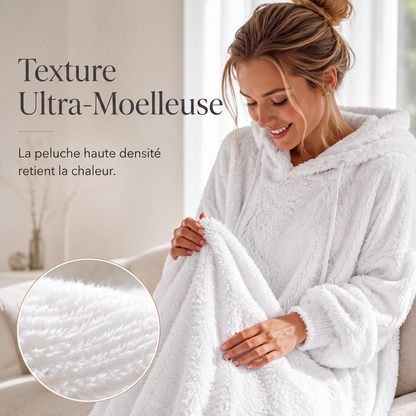 Robe de détente décontractée à capuche en peluche pour femme