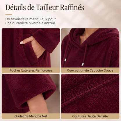 Robe de détente décontractée à capuche en peluche pour femme