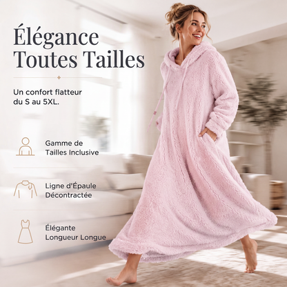 Robe de détente décontractée à capuche en peluche pour femme
