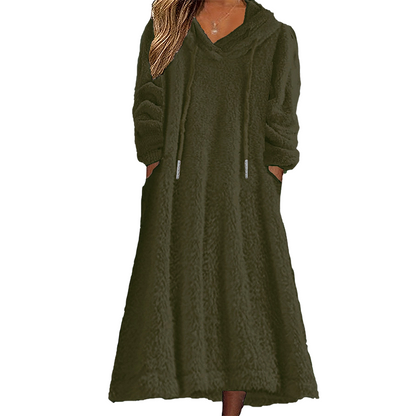Robe de détente décontractée à capuche en peluche pour femme