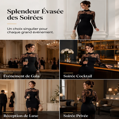 🖤 L'ÉLÉGANCE EN DENTELLE | Robe Longue Femme à Manches en Dentelle -50 %