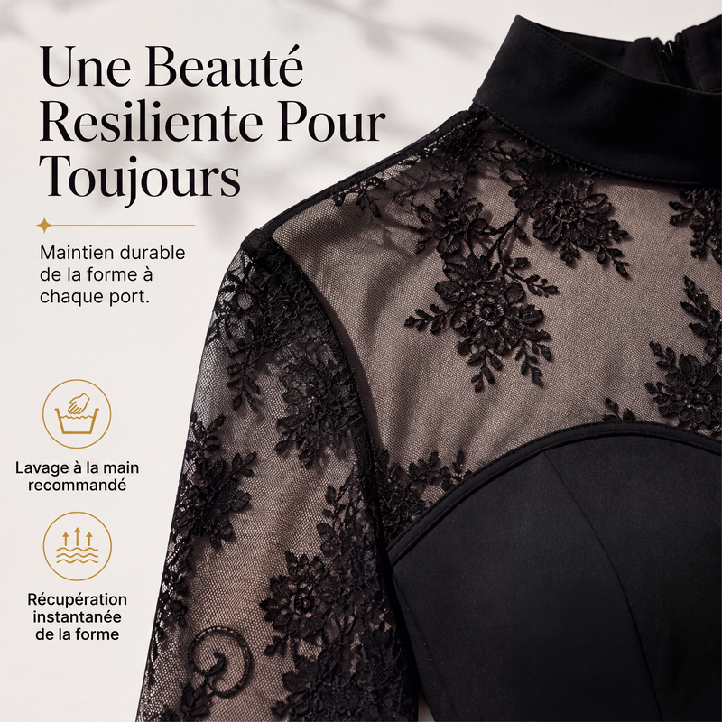🖤 L'ÉLÉGANCE EN DENTELLE | Robe Longue Femme à Manches en Dentelle -50 %