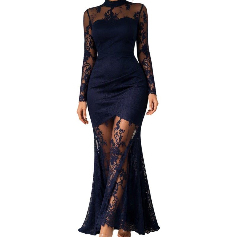 🖤 L'ÉLÉGANCE EN DENTELLE | Robe Longue Femme à Manches en Dentelle -50 %