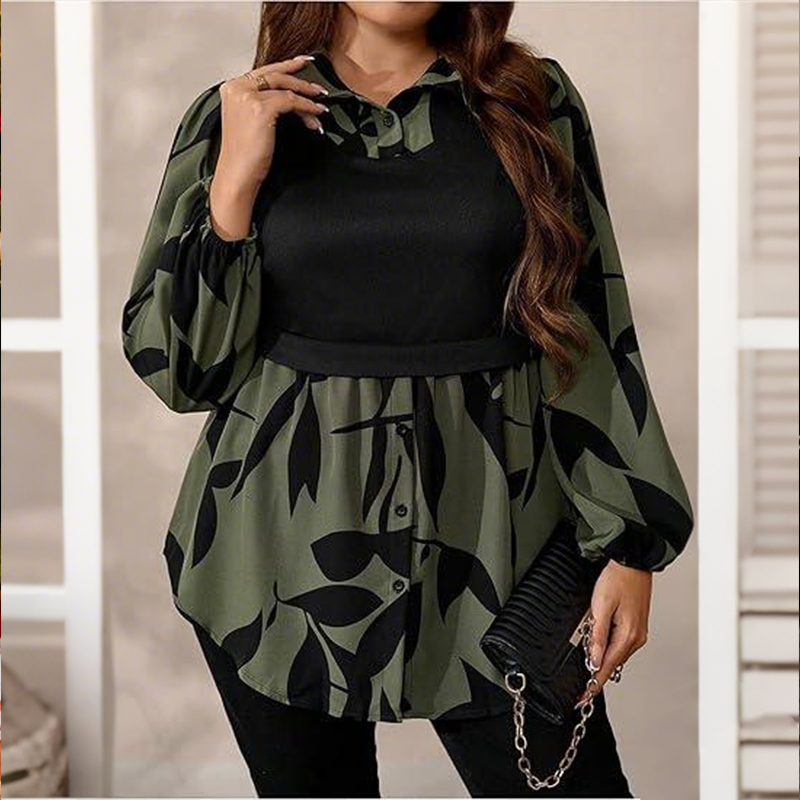 Chemise imprimée élégante pour femme, fausse 2 pièces