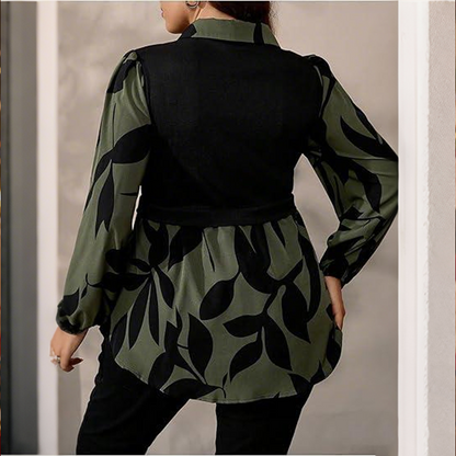 Chemise imprimée élégante pour femme, fausse 2 pièces